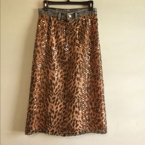 Sequined Leopard MIDI Skirt